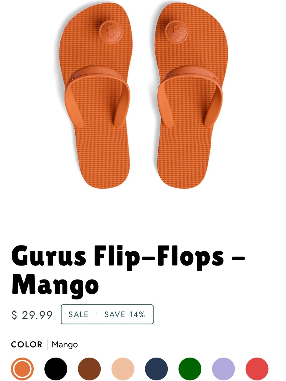 Women’s Gurus Flip-Flops - Mango Orange - size M/L = 10/11